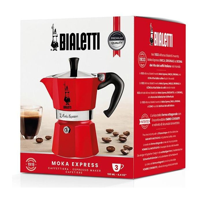 Cafetera Italiana Bialetti 0004942/NP 3 Tazas Rojo Aluminio 1
