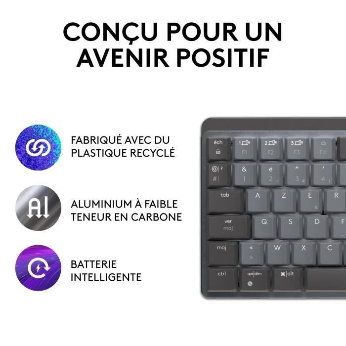 Logitech - Teclado inalámbrico - MX Mini - Mecánico - Rendimiento retroiluminado - Grafito 4 Logitech - Teclado inalámbrico - MX Mini - Mecánico - Rendimiento retroiluminado - Grafito 4