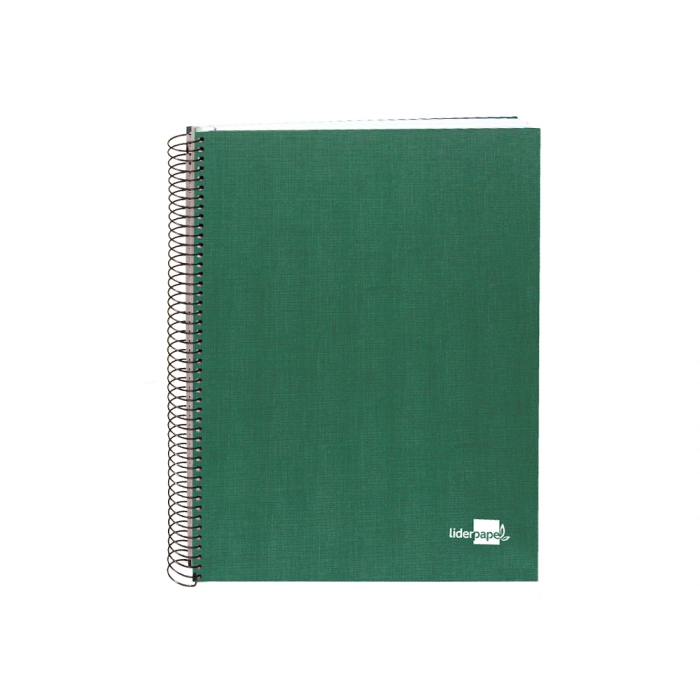 Liderpapel Cuaderno Espiral A5 Micro Papercoat Tapa Forrada 140 Hojas Cuadro 5mm Banda Verde 1