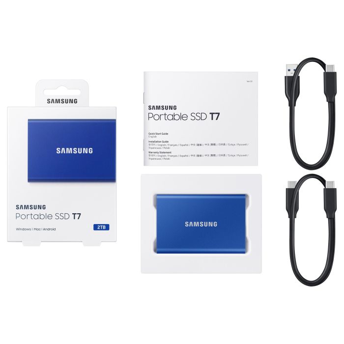 Samsung Portable SSD T7 2TB USB 3.2 Gen 2 Azul 1050 MB/s SSD 3