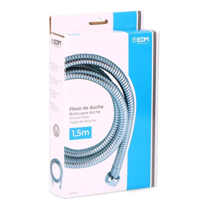 Edm Flexo de ducha acero inoxidable cromo 1,5 m doble cerradura tuercas latón 1 Edm Flexo de ducha acero inoxidable cromo 1,5 m doble cerradura tuercas latón 1