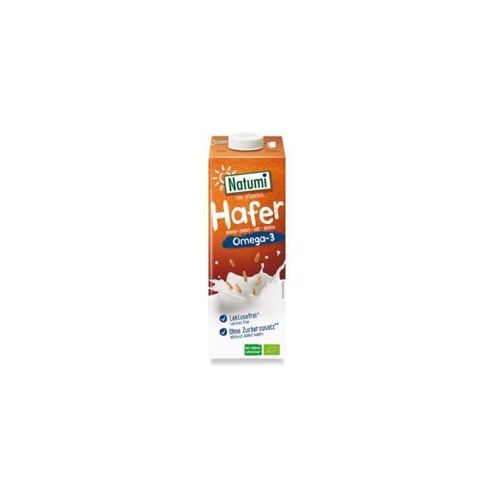 NATUMI Bebida Vegetal de Avena con Omega 3, Bio, 1 Litro (Pack de 8 Unidades), Vegana, Sin Lactosa
