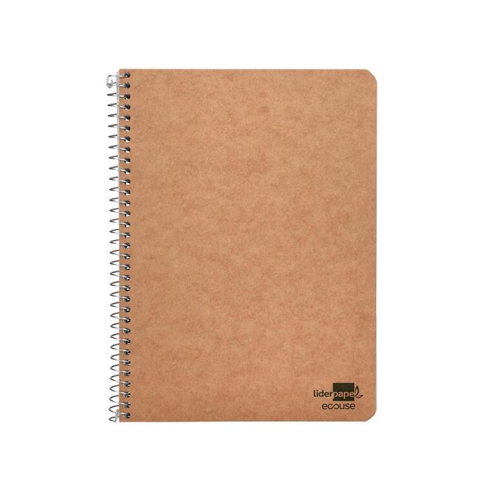 Cuaderno Espiral Liderpapel Cuarto Ecouse Tapa Cartulina Kraft 80H Papel Reciclado 80 grcuadro 4 mm 5 unidades 1