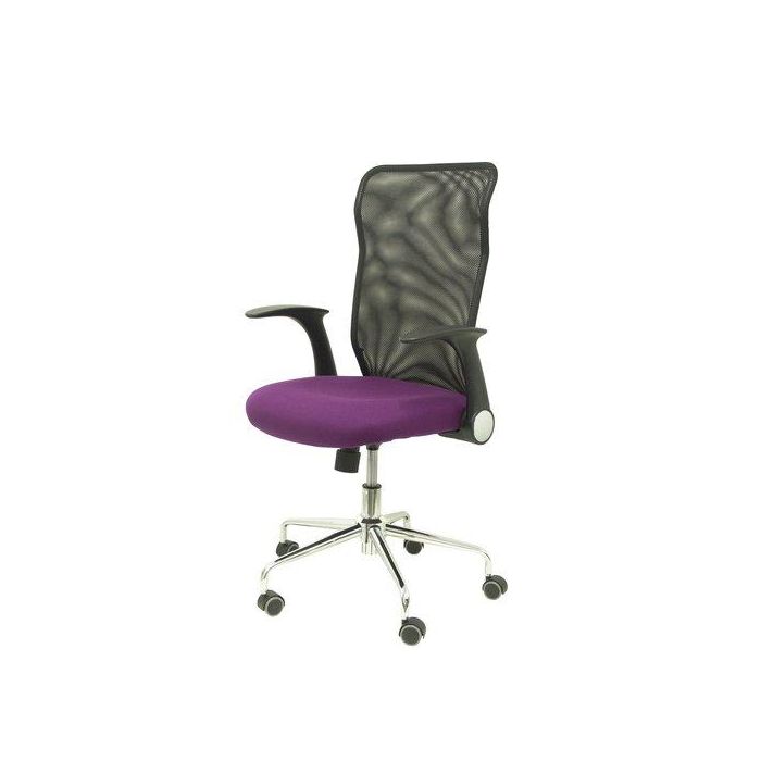Silla Piqueras Y Crespo Minaya Brazos Retractiles Mecanismo Basculante Ergonomica Respaldo Malla Transpirable Negra Asiento Tapizado Bali Morado