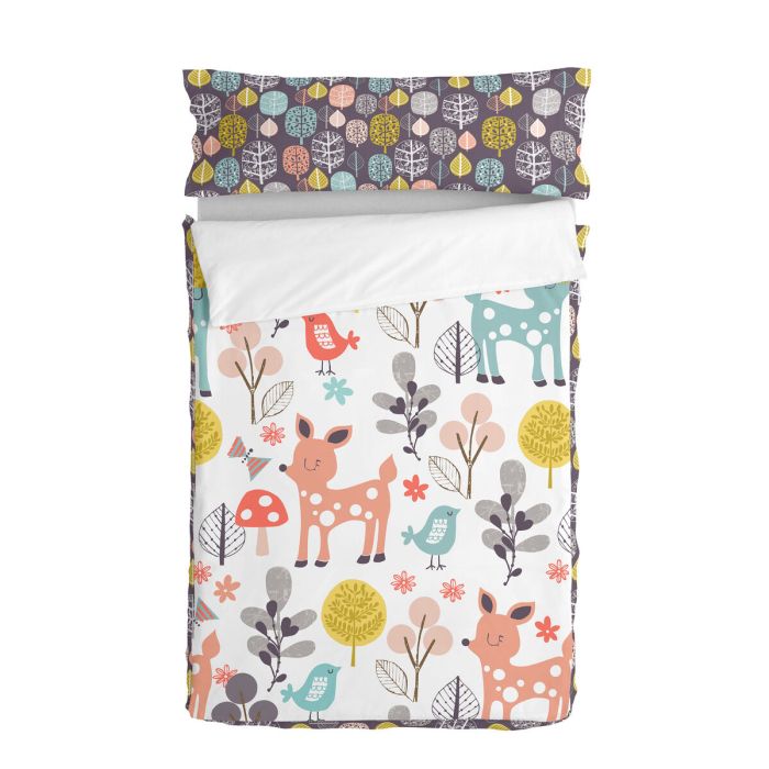 Saco Nórdico con Relleno HappyFriday Moshi Moshi Woodland Multicolor 105 x 200 cm