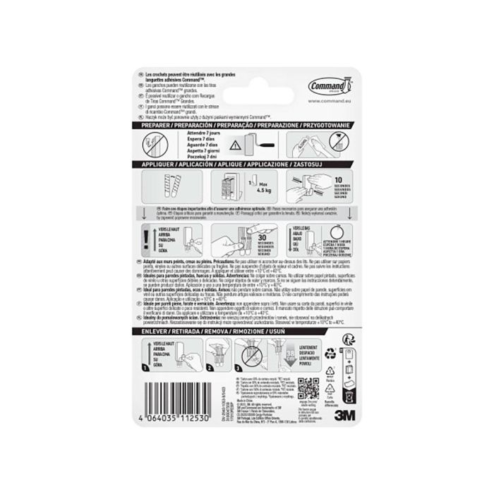 3M Command Gancho Adhesivo Blanco Extragrande Hasta 4.5kg BLISTER 1 7100306463 2 3M Command Gancho Adhesivo Blanco Extragrande Hasta 4.5kg BLISTER 1 7100306463 2