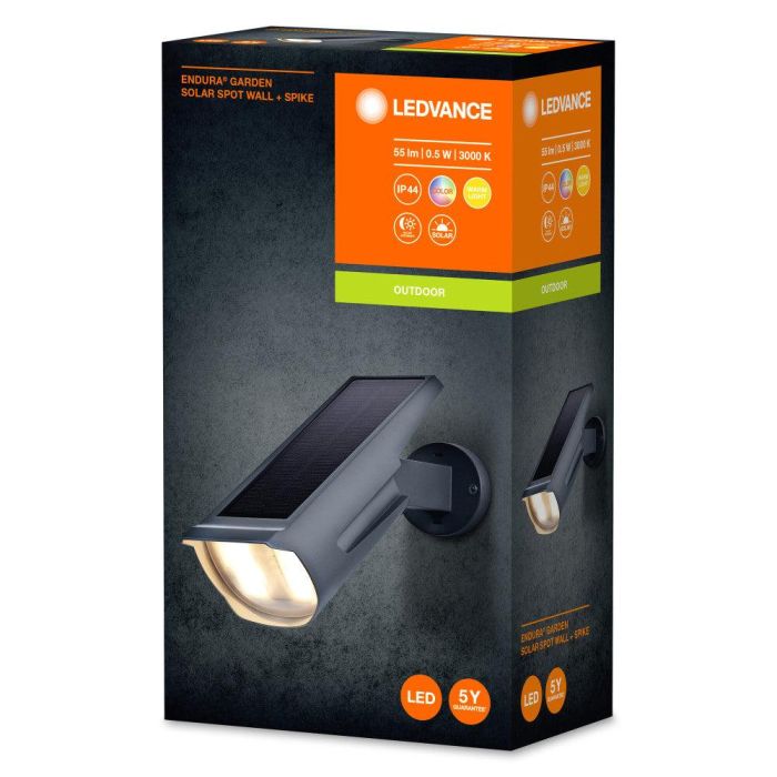 Ledvance LVE-4058075564169 Foco Solar LED Endura para Exterior, 0.5W 55Lm 3000K, Luz RGB Cambio de Color, IP44, Acero Inox, Sensor de Luz Diurna 1 Ledvance LVE-4058075564169 Foco Solar LED Endura para Exterior, 0.5W 55Lm 3000K, Luz RGB Cambio de Color, IP44, Acero Inox, Sensor de Luz Diurna 1