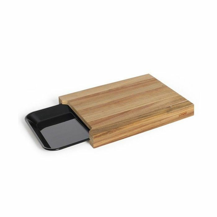 LIVOO MES155 Tabla de Cortar Madera de Acacia FSC 36,5 x 27,5 cm con Bandeja de Goteo Extraíble 4