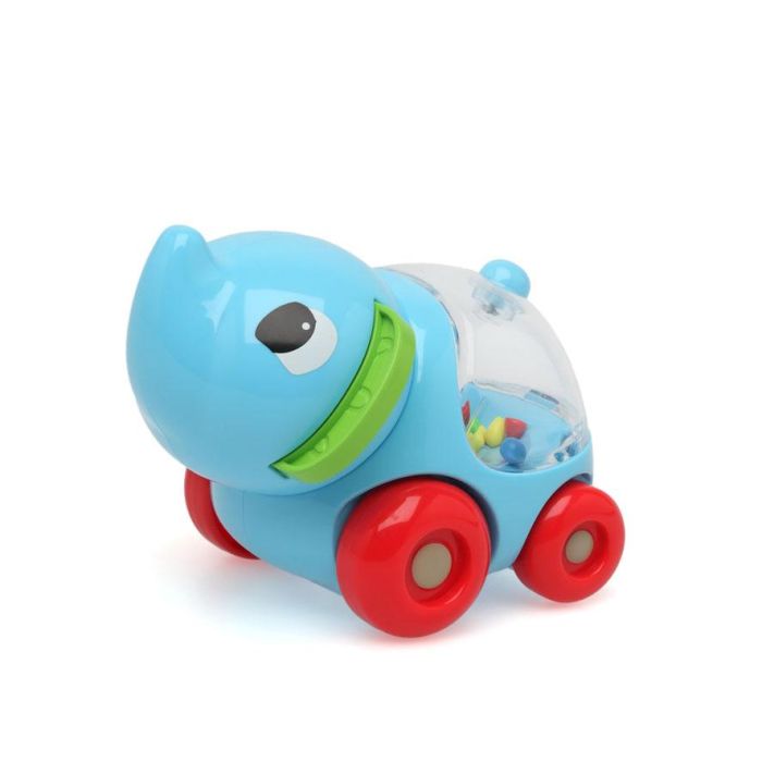 KioKids Elefante de Arrastre Azul con Sonajero para Bebés +12 Meses - Juguete de Plástico que Mejora Coordinación y Aprendizaje 2