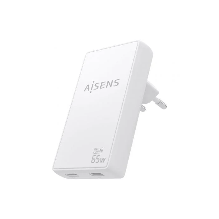 Aisens ASCH-65W2P077-W Cargador de Pared GaN 65W 2xUSB-C Blanco 1