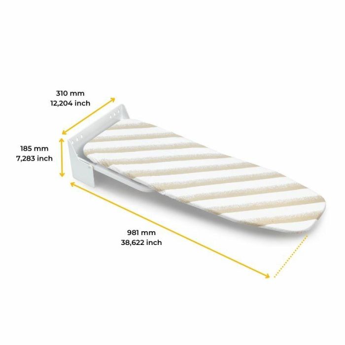 Emuca Tabla de planchar plegable a pared Iron Wall, giratoria 180º, Acero y Madera, Blanco 4 Emuca Tabla de planchar plegable a pared Iron Wall, giratoria 180º, Acero y Madera, Blanco 4