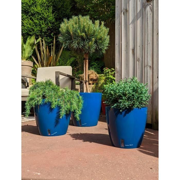 Jardinera redonda RIVIERA EVA NEW - Plástico - Diámetro 46 cm - Azul 1