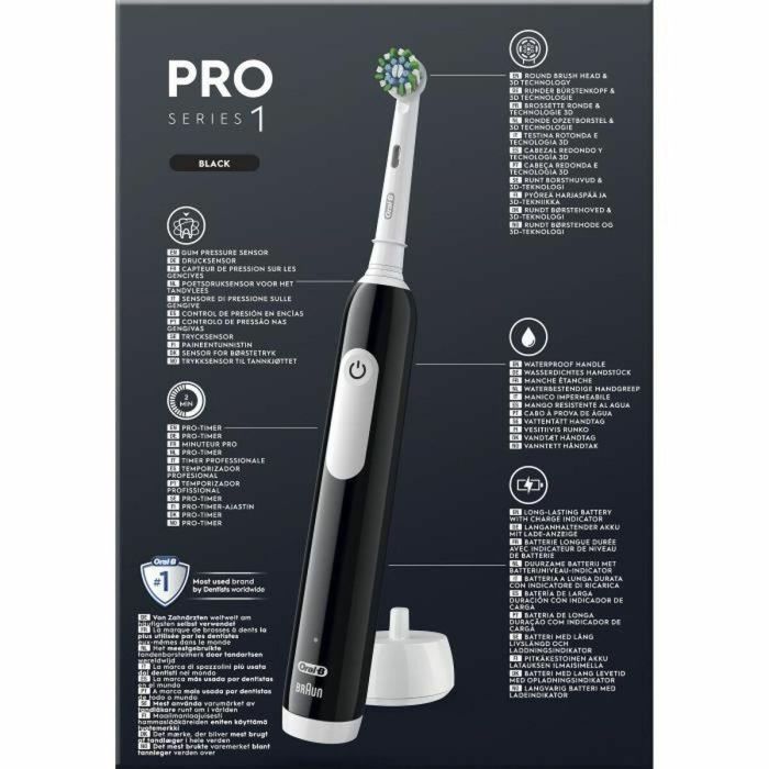 Cepillo de dientes eléctrico - ORAL-B - Pro 1 - Negro - Sensor de presión 360 - 7 días de duración de la batería 3 Cepillo de dientes eléctrico - ORAL-B - Pro 1 - Negro - Sensor de presión 360 - 7 días de duración de la batería 3