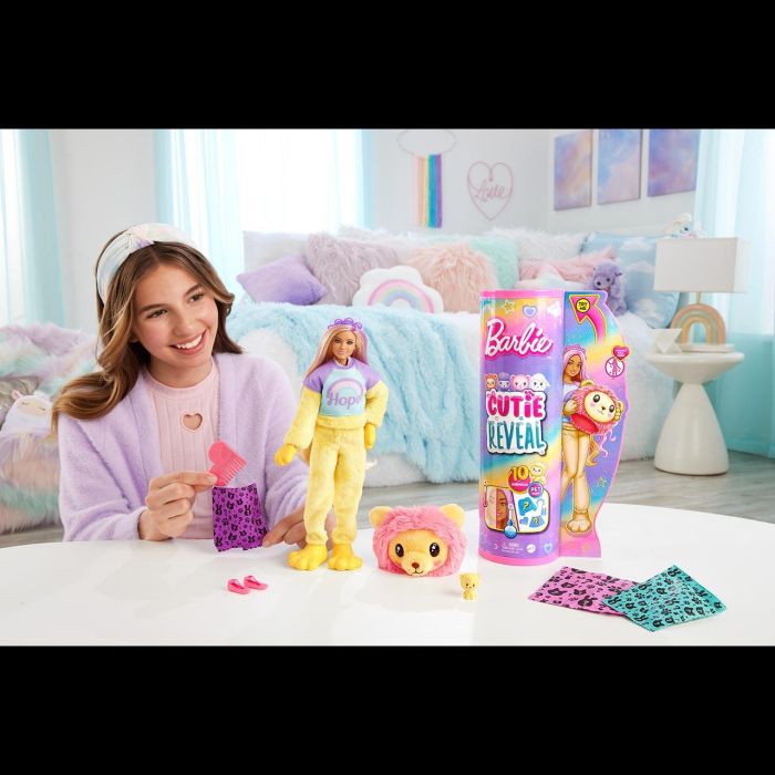 Barbie Muñeca Cutie Reveal Camiseta Cozy León HKR06 Mattel 4