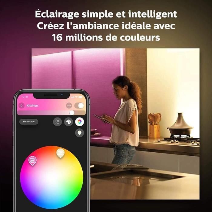 Atmósfera de tono blanco y color - Philips - Strips de luz interior más - 2 m - Bluetooth 3 Atmósfera de tono blanco y color - Philips - Strips de luz interior más - 2 m - Bluetooth 3