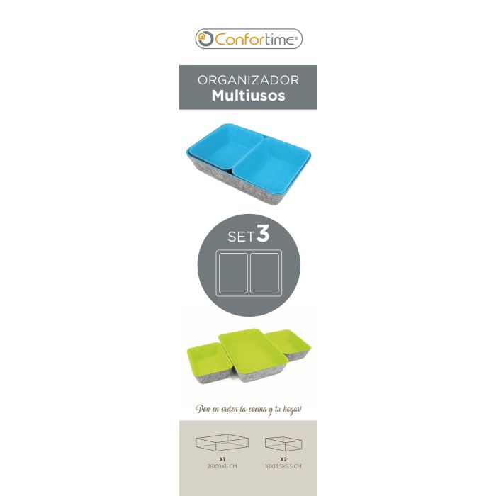 Confortime Set de 3 Organizadores de Fieltro 28x19x6 cm (6 Unidades) 1