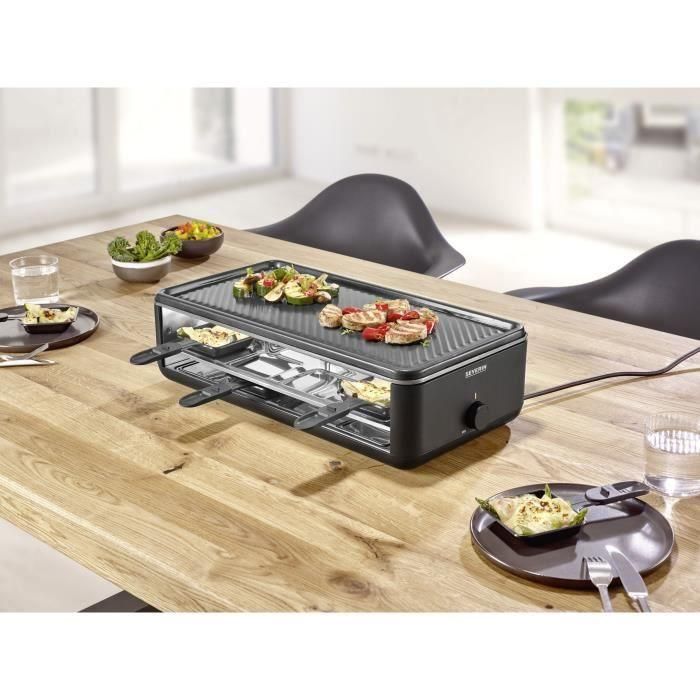 Parrilla Raclette - SEVERIN - RG2365 - 8 personas - Placa de cocción cerámica 48 x 24 cm - Parrilla Raclette 1300 W - Negro 1 Parrilla Raclette - SEVERIN - RG2365 - 8 personas - Placa de cocción cerámica 48 x 24 cm - Parrilla Raclette 1300 W - Negro 1