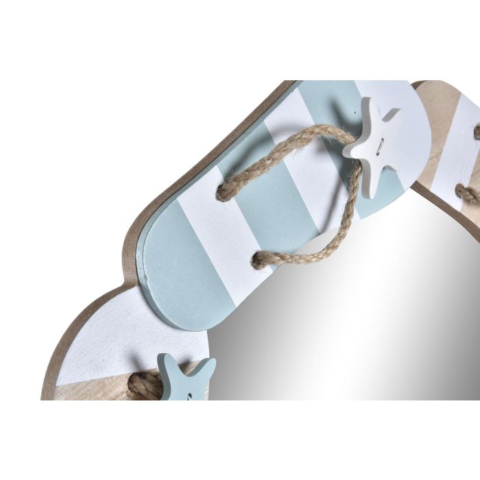 DKD Home Decor Espejo de Pared Mediterraneo en Madera Colores Azul Blanco Natural 34x35x3 cm con Detalle Chancletas 1