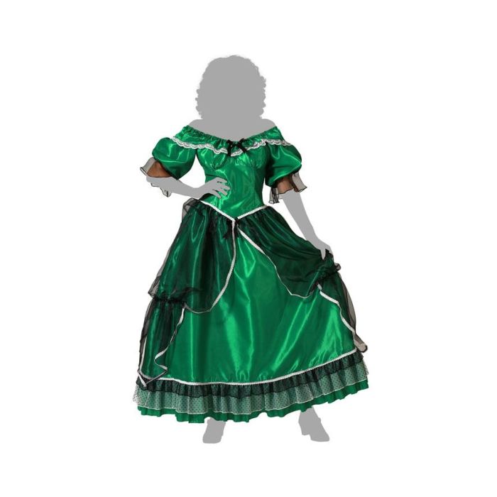 Disfraz Dama Sureña Verde Vestido Mujer Adulto Talla M-L