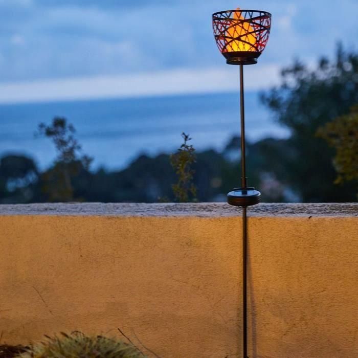 Linterna solar de metal para pegar - LUMISKY - BLOSSOM - Al. 84,5 cm - LED blanco cálido 2