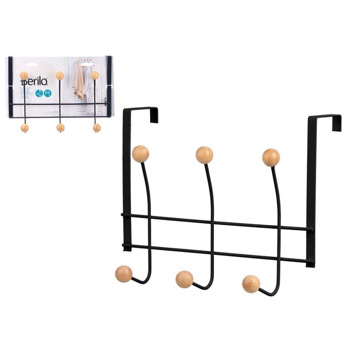 Percha 6 Colgadores Negra Berilo - 28x6.5x22 cm, Metal y Bambú (24 Unidades) Percha 6 Colgadores Negra Berilo - 28x6.5x22 cm, Metal y Bambú (24 Unidades)