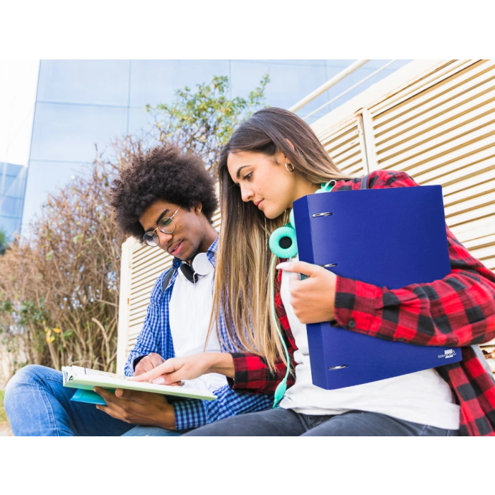 Liderpapel Carpeta 4 Anillas 40 mm Polipropileno Din A4 Azul Translucido 10