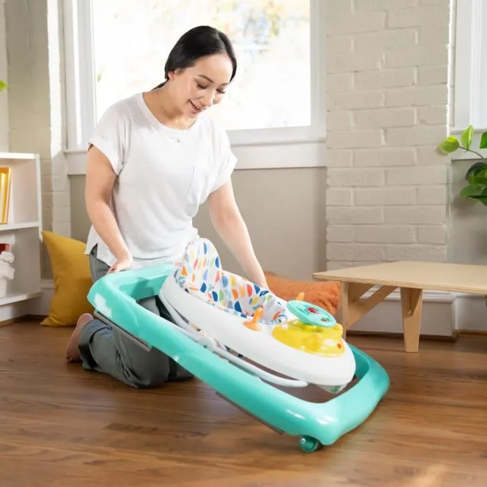 Bright Starts BRI17150 Andador para Bebé 2 en 1 Convertible y Plegable, con Luces, Sonidos, Música, Actividades Extraíbles y Altura Ajustable