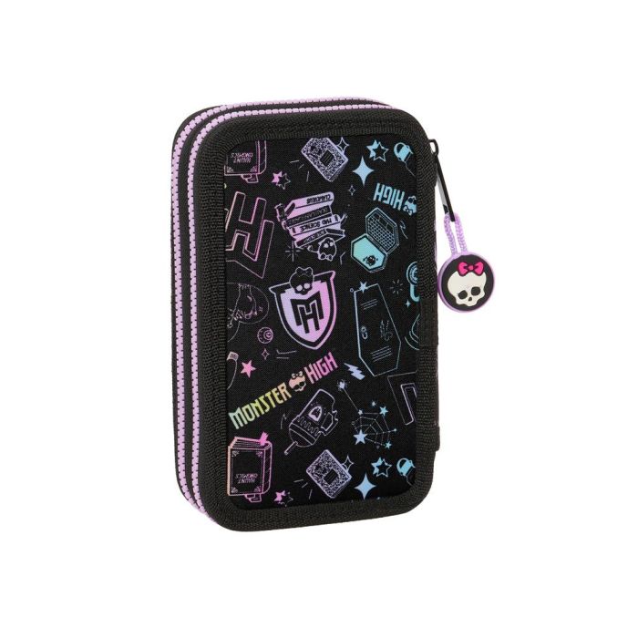 Plumier Doble Monster High Negro 12.5 x 19.5 x 4 cm 28 piezas 1