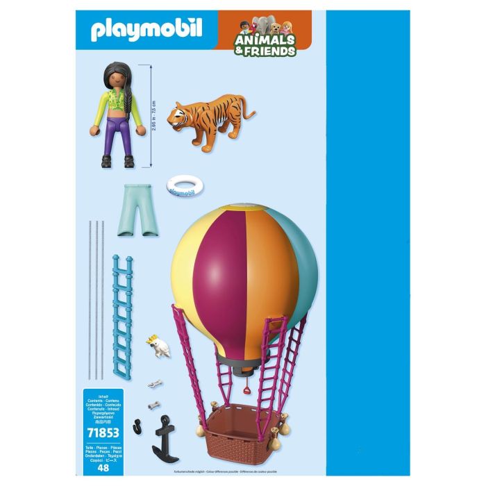 PLAYMOBIL 71853 Viaje En Globo Animals Y Friends, con tigre y cacatúa, para niños +4 años 2
