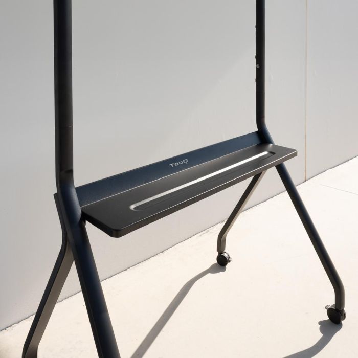 TooQ iStar Soporte de Suelo con Ruedas para Pantallas 55-100", Carga 120 kg, Altura Ajustable, Negro, con Bandejas 6