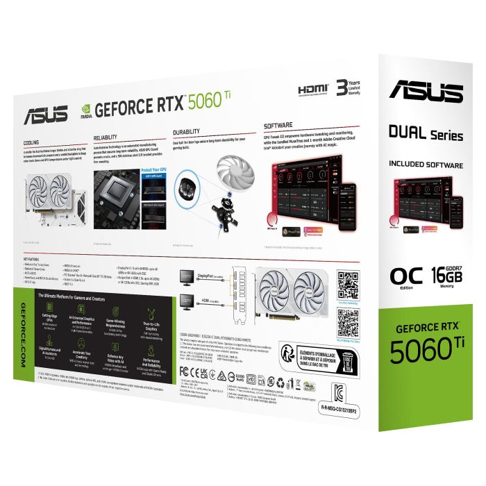 ASUS DUAL RTX 5060 TI 16GB GDDR7 Tarjeta Gráfica Blanca 7 ASUS DUAL RTX 5060 TI 16GB GDDR7 Tarjeta Gráfica Blanca 7