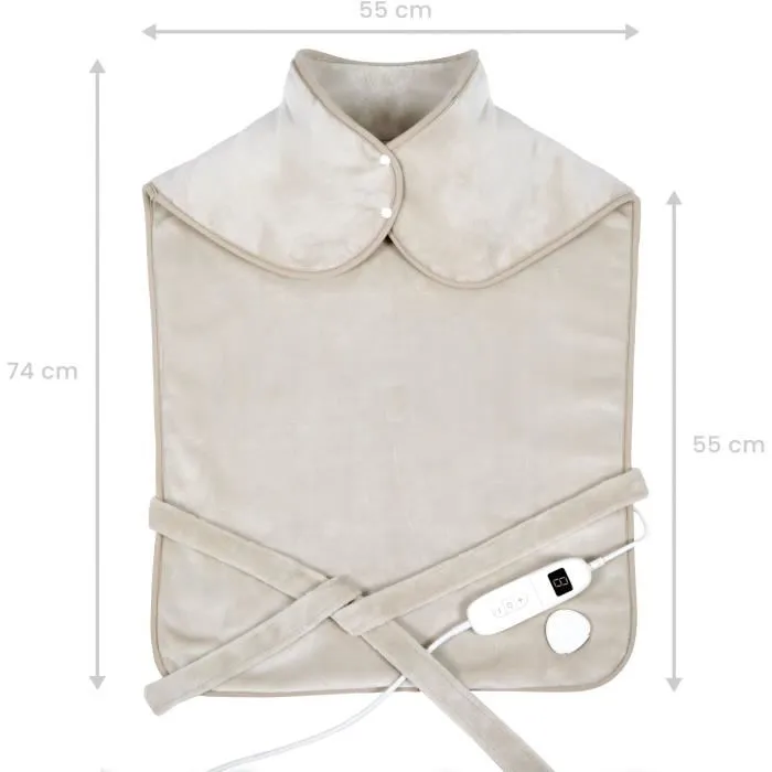 Livoo DOS218C Almohadilla Térmica para Espalda y Cuello - 100 W, 60 x 90 cm Franela, Lavable a 30°, 50-65°, Crema 1