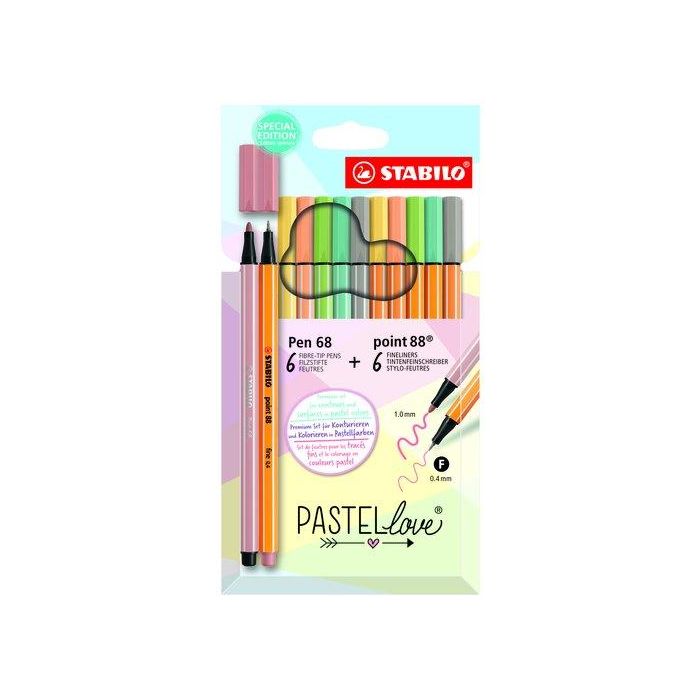 Rotulador Fibra Stabilo Pen 68/Point 88 Pastel Love Estuche De Carton De 12 (6X Pen 68 Y 6X Point 88)