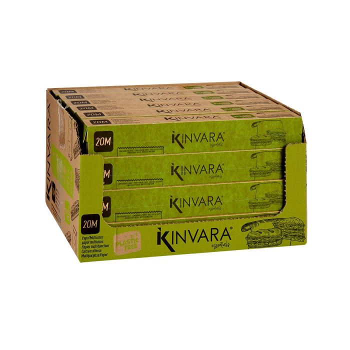 Kinvara Rollo Papel Multiusos 20M, Celulosa, Marrón, Apto para Frigorífico, 30.5x4.2x4.2 cm (Set de 15) 2