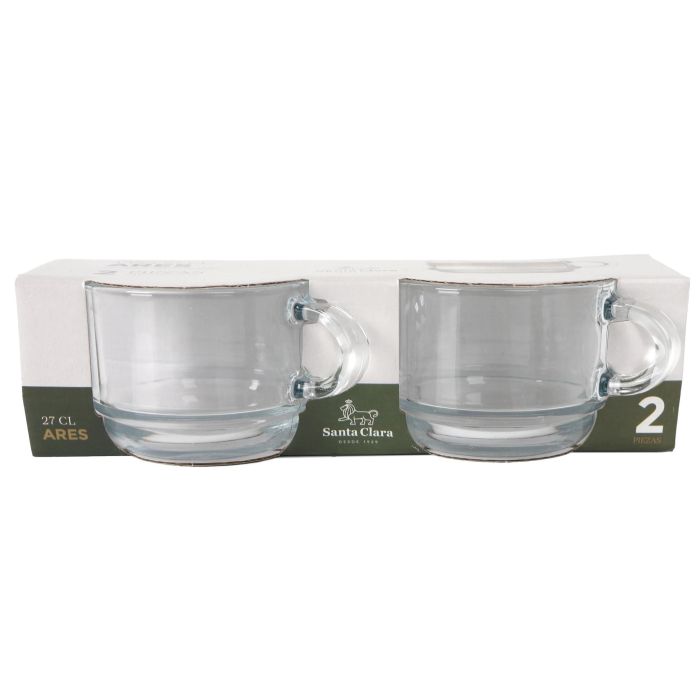 LAV - Set de 2 Tazas Ares 27 cl para Café o Leche, Dimensiones: 11,5 cm de largo x 8,7 cm de ancho x 6,5 cm de alto (12 Unidades)