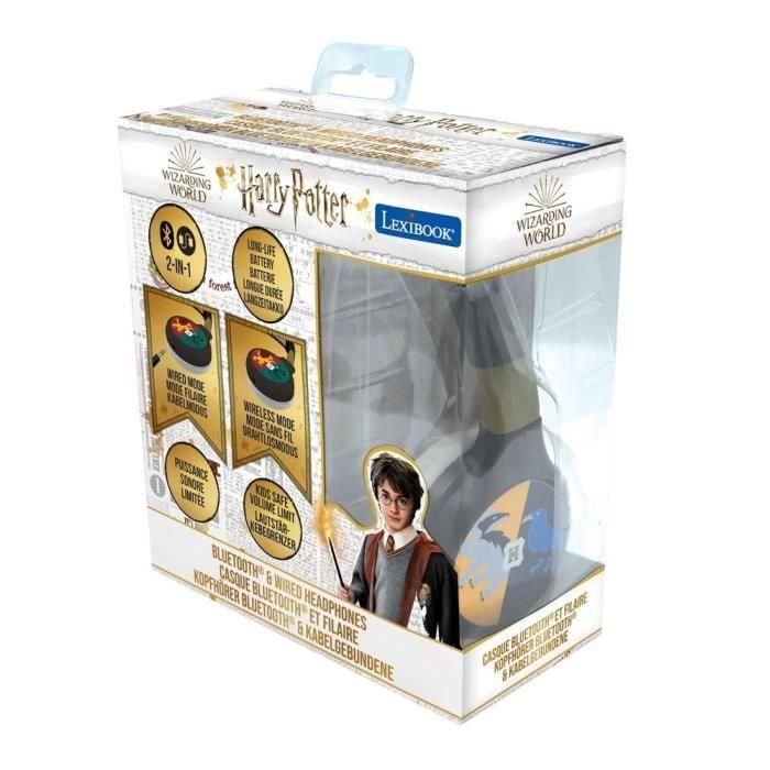 HARRY POTTER - Auriculares Bluetooth 2 en 1 - Cómodos y plegables con cable para niños con limitación de sonido 3