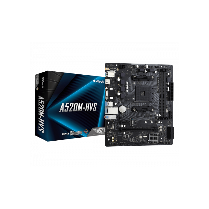 Placa ASRock A520M-Hvs,Amd,Am4,A520,2Ddr4,64,Vga+Hdmi,4Sata3,1M.2,4Usb2.0,2Usb3.2,Usb-C,1Gb,Matx Placa ASRock A520M-Hvs,Amd,Am4,A520,2Ddr4,64,Vga+Hdmi,4Sata3,1M.2,4Usb2.0,2Usb3.2,Usb-C,1Gb,Matx