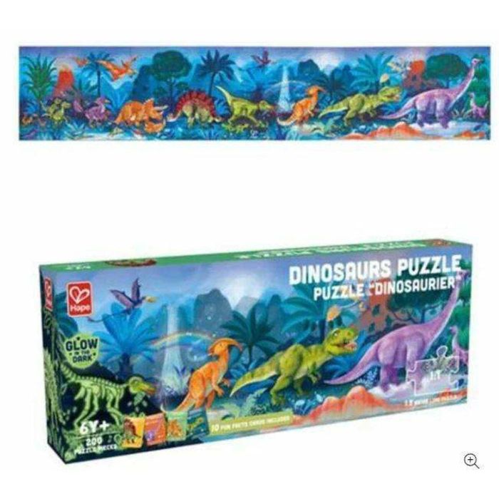 Hape Puzzle de Dinosaurios de 1.5 metros de largo con 200 piezas, esqueletos brillan en la oscuridad y 10 cartas de datos para +6 años 1 Hape Puzzle de Dinosaurios de 1.5 metros de largo con 200 piezas, esqueletos brillan en la oscuridad y 10 cartas de datos para +6 años 1