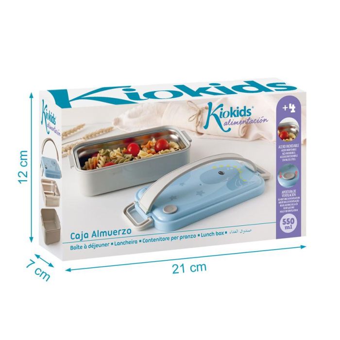 KioKids Caja Almuerzo Acero Inoxidable Dino Azul Dolci Amici +4 meses 550ml 5