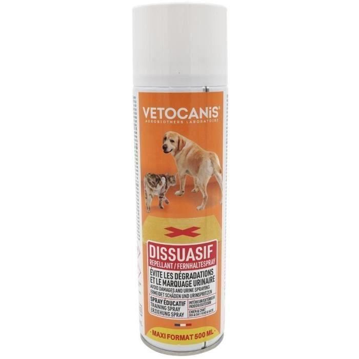 Vetocanis Spray Disuasorio Perros y Gatos | Uso Interior y Exterior | Evita Marcas y Suciedad | 500 ml