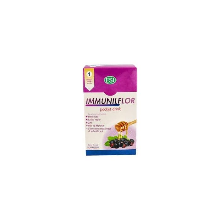 Immunilflor ESI Trepatdiet Pocket Drink con Equinácea, Saúco, Zinc y Miel de Manuka para Defensas Inmunitarias, 16 Sobres