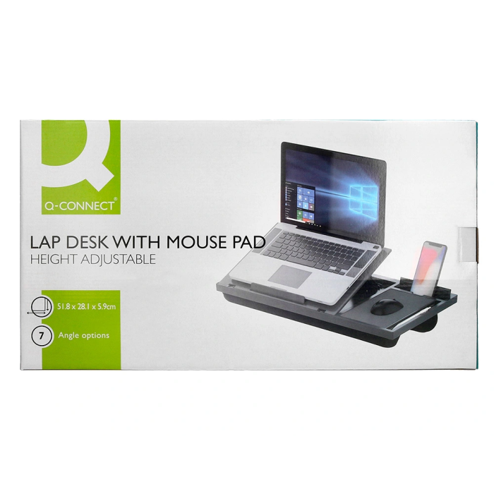 Q-connect Soporte Portátil Multifuncional Ajustable Hasta 17 Pulgadas, Soporte Movil y Ratón, 7 Ángulos, Negro 10