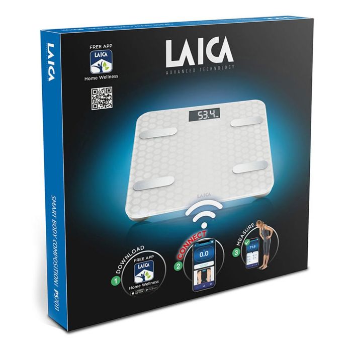 Báscula Digital de Baño LAICA Blanco Plateado 2