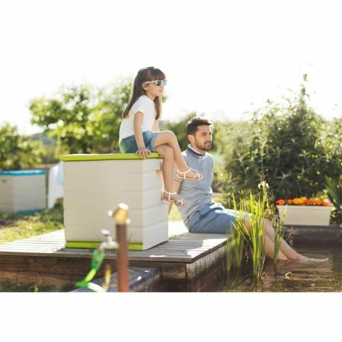 Plastiken Arcón con ruedas 190 L - Almacenamiento funcional y estético - Beige y pistacho