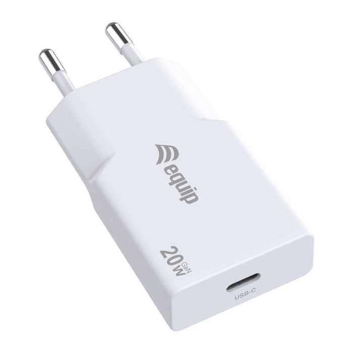 Equip Cargador USB-C GaN Slim 20W, 1 Puerto, Carga Rápida Power Delivery 3.0 y Quick Charge 3.0, Blanco, Ref. 245521 0 Equip Cargador USB-C GaN Slim 20W, 1 Puerto, Carga Rápida Power Delivery 3.0 y Quick Charge 3.0, Blanco, Ref. 245521 0