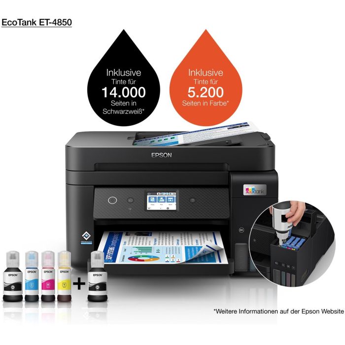 Epson EcoTank ET-4850 C11CJ60402 - Impresora Multifunción Inyección de Tinta Color, Wi-Fi, Doble Cara Automático, Escáner Plano, Fax 15
