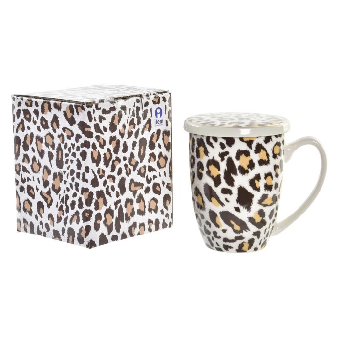 DKD Home Decor Mug Infusiones Porcelana 380ml Diseño Leopardo Colonial Marrón Blanco Apto Microondas Lavavajillas (6 Unidades) 3 DKD Home Decor Mug Infusiones Porcelana 380ml Diseño Leopardo Colonial Marrón Blanco Apto Microondas Lavavajillas (6 Unidades) 3