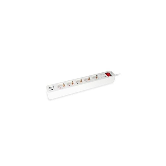 EQUIP REGLETA CON 5 TOMAS CABLE DE RED DE 1.5 METROS + 2 PUERTOS USB Y BOTON DE APAGADO ENCENDIDO EQUIP REGLETA CON 5 TOMAS CABLE DE RED DE 1.5 METROS + 2 PUERTOS USB Y BOTON DE APAGADO ENCENDIDO