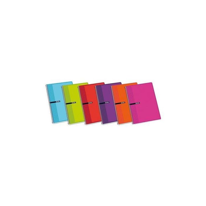 Enri Cuaderno Espiral Folio 80 Hojas 60 gr Cuadrícula 4x4mm con Margen Tapas Duras Colores Surtidos (Paquete de 5) (5 Unidades)