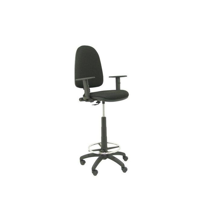 Taburete Piqueras Y Crespo Ayna Brazos Regulables Mecanismo De Contacto Permanente Regulable En Altura Aro Reposapies Asiento Y Respaldo Tapizados Bali Negro